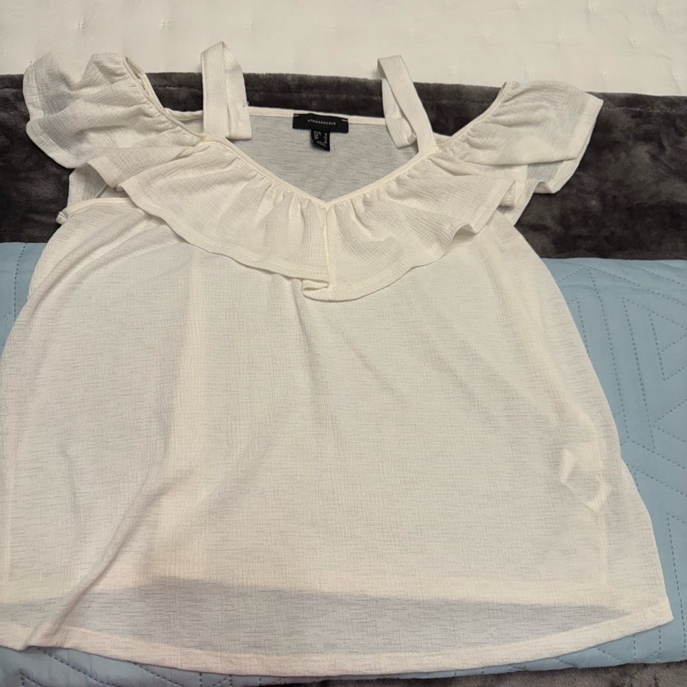 Cold shoulder off white top